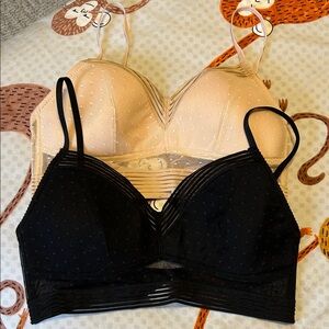 Elegant Lace Bralette Set - Black & beige